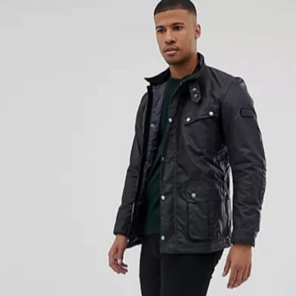 Sage ~ Barbour Tourer DUKE Waxed Motorcycle Jacket MSRP$485 British Heritage - Picture 5 of 16